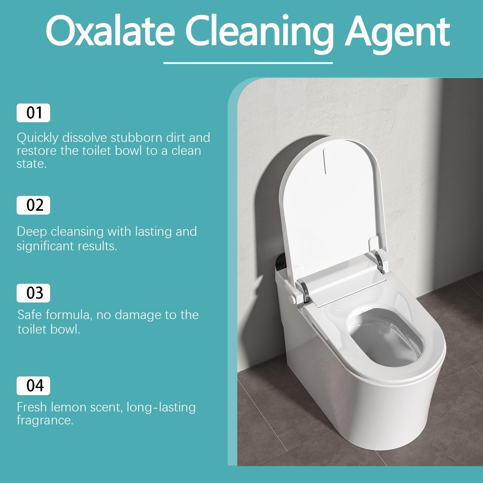Nettoyant WC multi-usages à l'acide oxalique haute concentration, nettoyant pour carrelage, détachant pour eau dure, spray nettoyant multi-usages à l'acide oxalique pour comptoir de salle de bain (4)