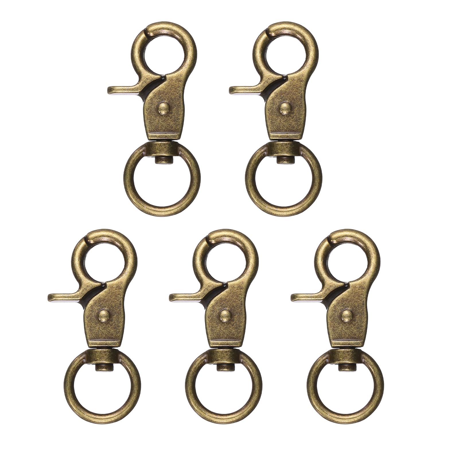 PATIKIL 13.2mm Swivel Clasps Hook, 5 Pcs O Ring Snap Hook Metal Lobster Claw Clasp Hook, Purse Lanyard Clips for Bags, Keychain DIY Craft, Bronze