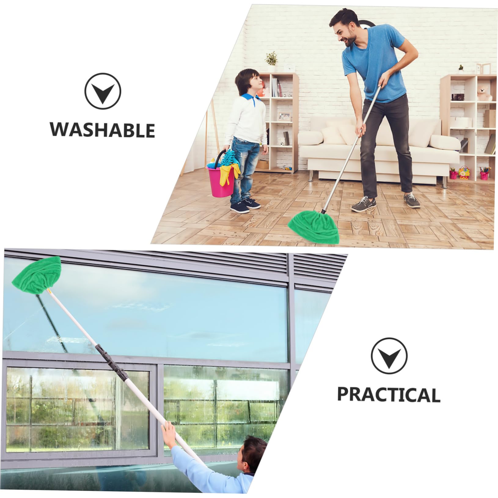 3 Piezas fregona de Escoba Fregar Escoba de Piso Pantuflas de fregona casa cleanseen paños cleansen paños trapeador de Limpieza Trapo de Piso paño de Escoba vellón de Coral Green