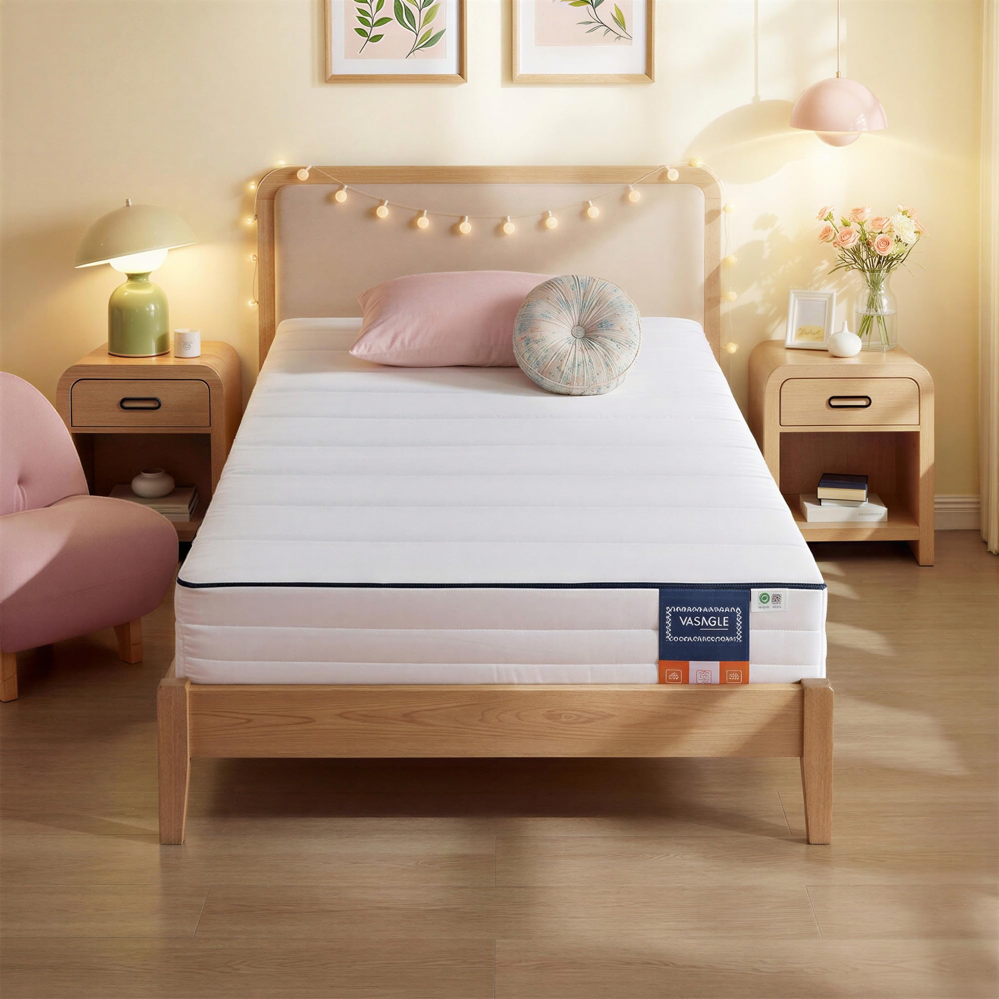 VASAGLE Matelas 140x190 Épaisseur 16 cm,Matelas en Mousse à Mémoire de Forme RMZ111W101