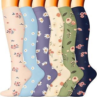 Sooverki Compression Socks for Women & Men 6 Pairs is Best Supportive Knee High Stockings for Circulation, Travel, Nurses