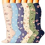 Compression Socks for Women & Men 6 Pairs is Best Supportive Knee High Stockings for Circulation, Travel, Nurses