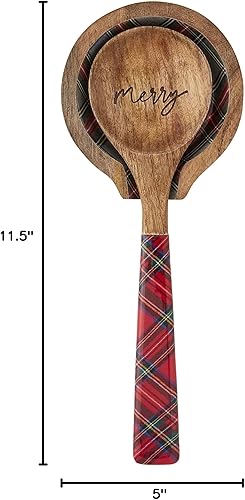 Miniatura 3 de Mud Pie, Tartán, juego de reposo de cuchara de Navidad de 11 12 pulgadas 5 14 x 5 pulgadas
