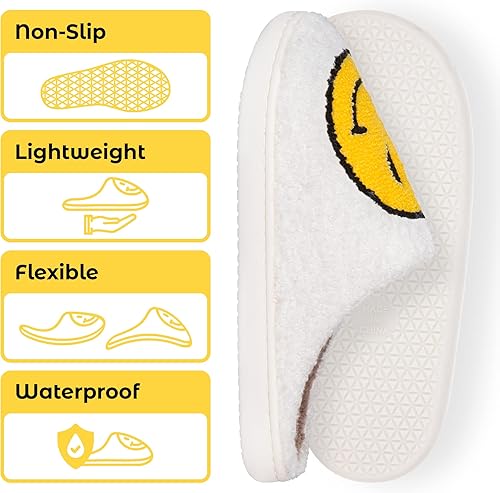 Miniatura 4 de Official Smiley Face Slippers Preppy, Warm, Fluffy, Womens Slippers Cozy Memory Foam Slipper for Home, Bathroom, Hotel HARVEY BALL U.S.A.