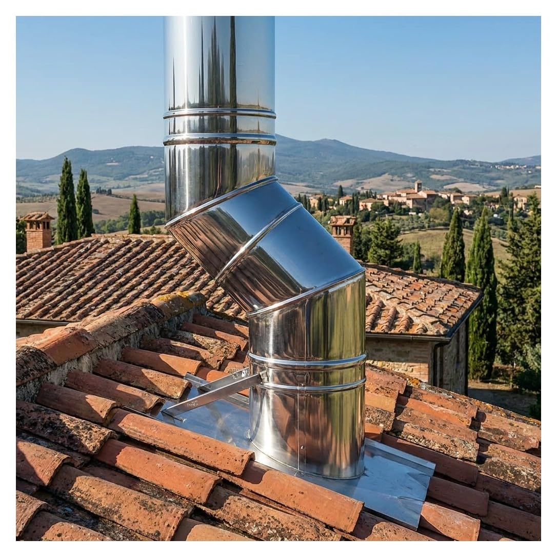 MAKA Curva 45 Gradi Canna Fumaria Doppia Parete Inox Ø 200 mm