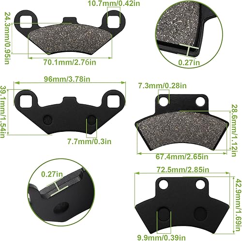 Miniatura 5 de ZICOO Pastillas de Freno Delanteras y Traseras para Polaris Sportsman 350 400 500 Big Boss 250 300 350L 400L 500 Magnum 425 Trail Blazer 250