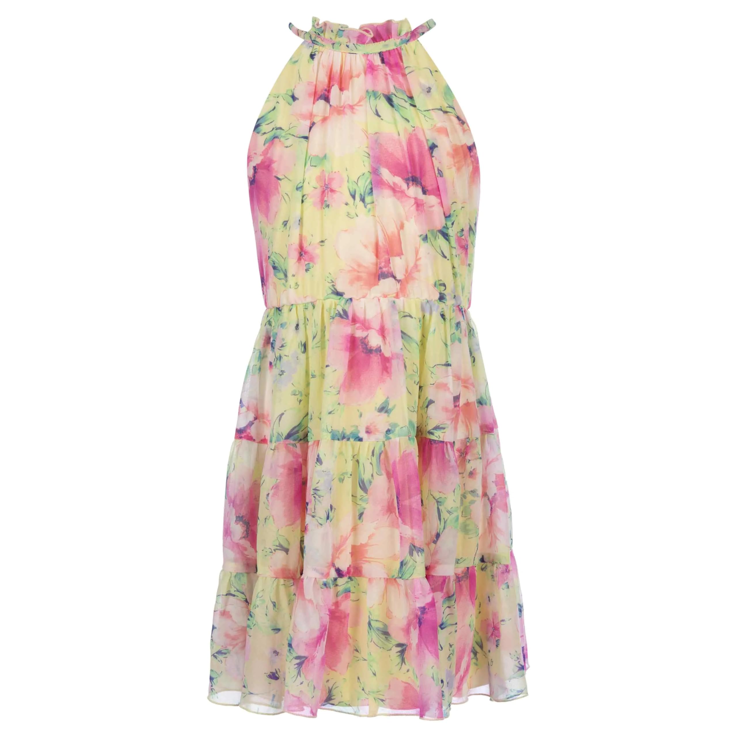 Speechless Girls' Halter Neck Fit and Flare Ruffled Party Dress