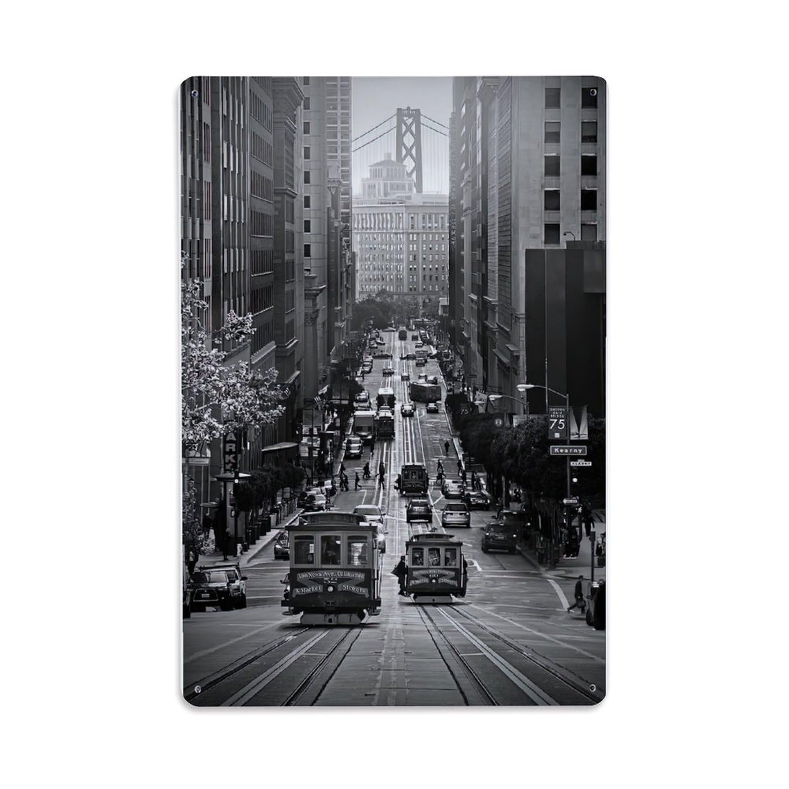 Vintage Photography San Francisco Bridge Metal Tin Sign Plaque Wall Decor for Cafe, Club Bar, Office, Home Garden Metal Poster 8x12Inch