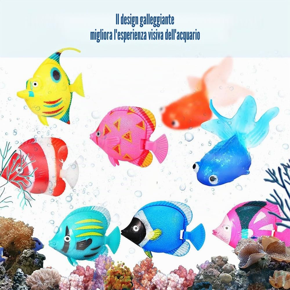 50 pesci artificiali in movimento, pesci tropicali ornamentali, piccoli pesci finti galleggianti in movimento decorazione per acquario (stile casuale)