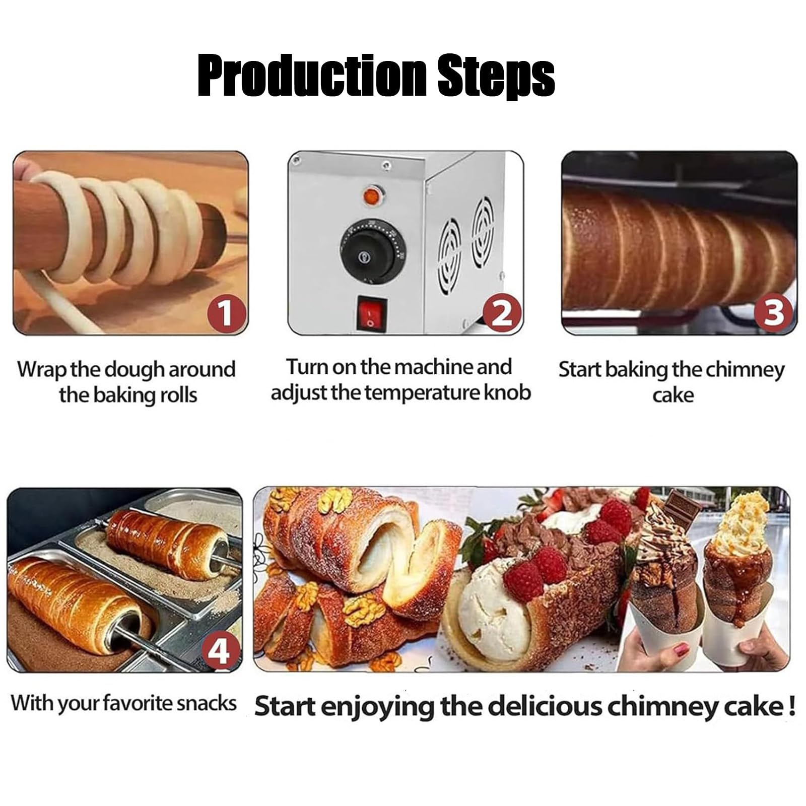 Máquina para Hacer Conos De Helado 1500W,con Molde Acero Inoxidable,Máquina Eléctrica para Hacer Panecillos,Ajustable 50°C a 300°C para La Cocina Doméstica Y El Uso Comercial Snack Bar