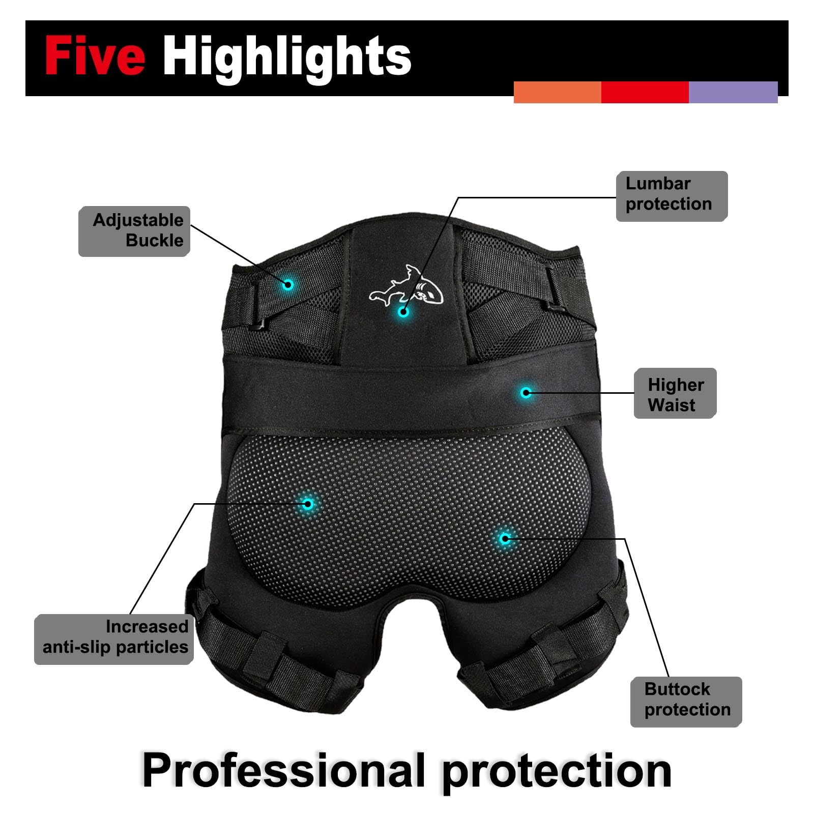 Gepolsterte Schutz-Shorts, Protektorenhose für Kinder/Jugend/Erwachsene, 3D Gepolsterte Shorts für Skateboarden, Snowboarden, Skaten, Rollschuhlaufen und Radfahren (L(75-100kg))