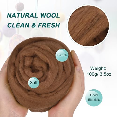 Miniatura 74 de uxcell Lana de fieltro con aguja, hilo de lana de fibra natural de 3.5 onzas para fieltro húmedo, manualidades, materiales de bricolaje (azul cielo)