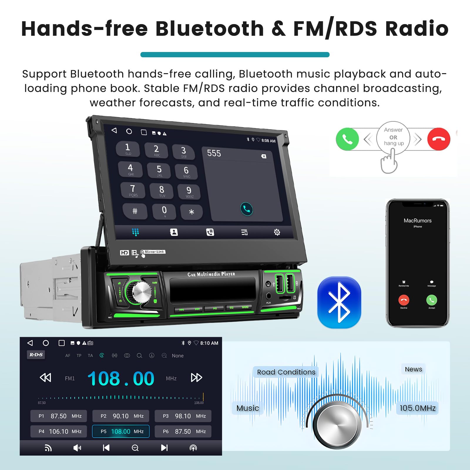 Amazon.com: Android 15 Single Din Car Stereo Radio with Wireless