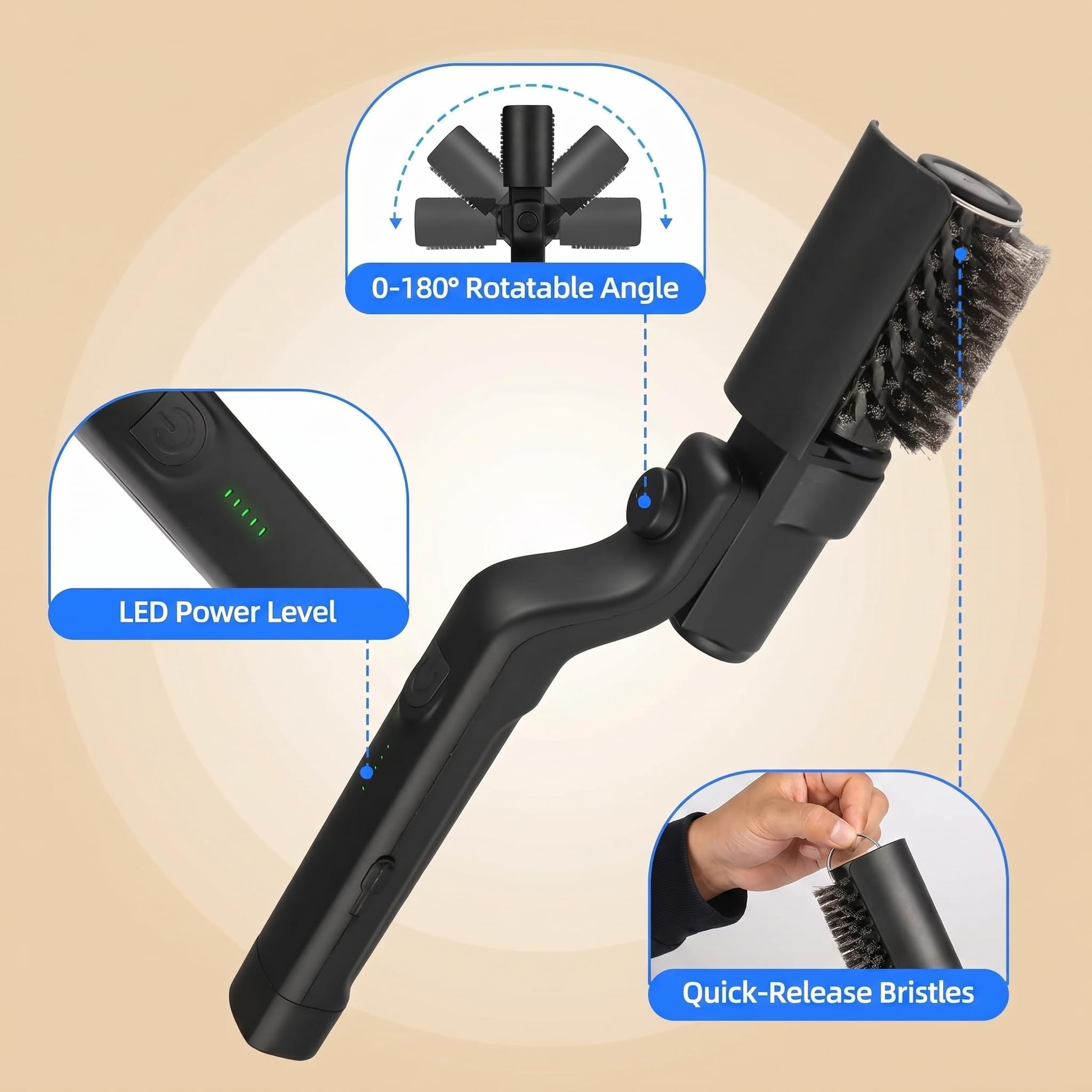 Upgraded Electric BBQ Brush,Rechargeable Cordless Electric Grill Cleaning Brush,Stainless Steel Head,3 Speeds,90 Minutes Run Time — view 4