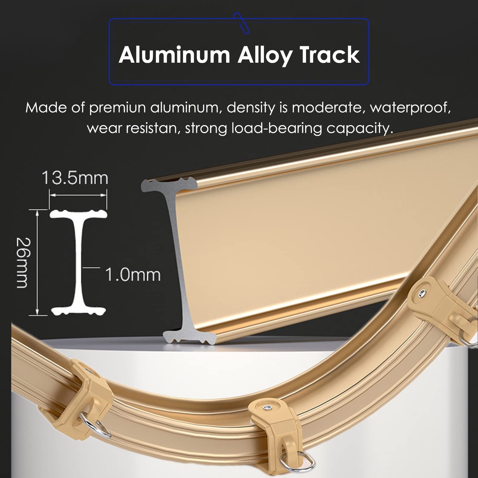 Rail de rideau de plafond robuste – Système de séparation de pièce en aluminium flexible pour camping-car et hôpital – Montage incurvé facilement disponible en longueurs de 2 à 7,9 m (noir, 3 m)