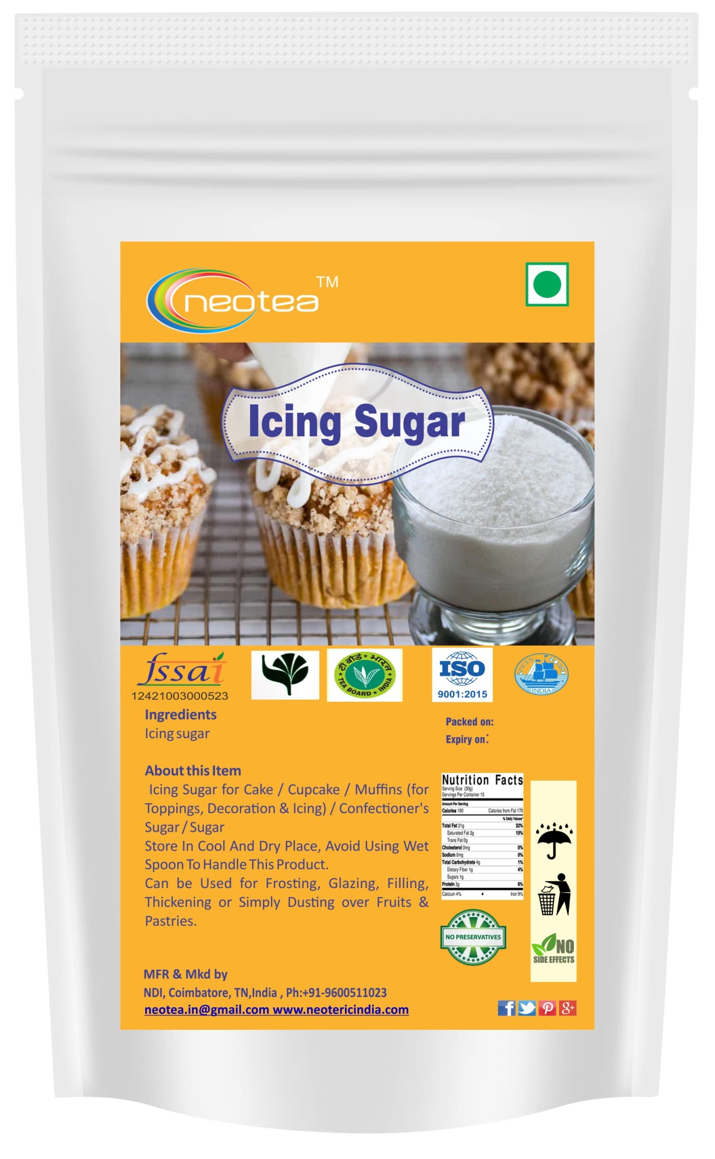 Icing Sugar - 500g, Perfect for Extra-Smooth Royal Icing, Buttercream, Frosting & Cake Decorations, Ideal for Baking, Cake Design, and Confectionery