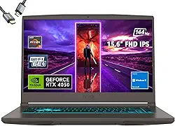 MSI Notebook para jogos fino de 15 15,6 polegadas 144 Hz, AMD R5-7535HS, RTX 4050, Windows 11, com HDMI (32 GB de RAM | SSD PCIe de 1 TB)