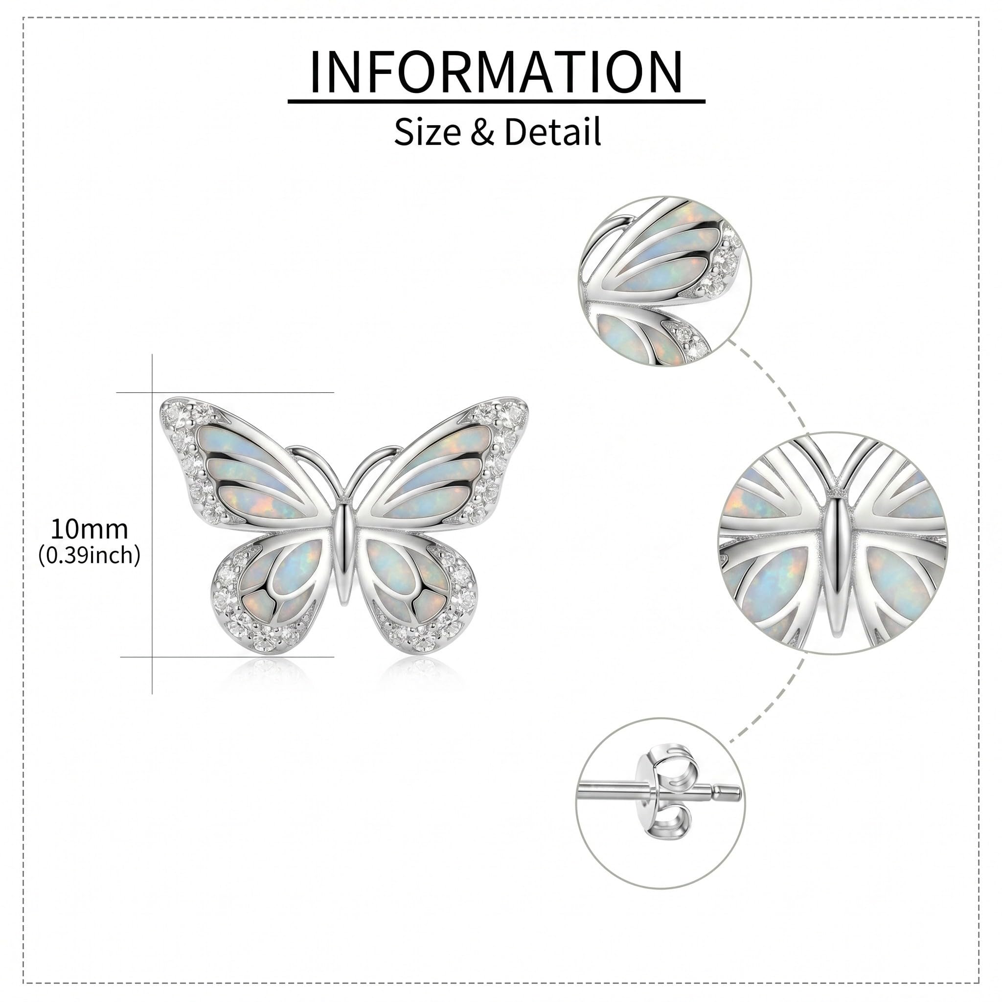 Schmetterlings Opal Ohrringe 925er Sterlingsilber Schmetterlings Opal Ohrringe Niedliche Tier Schmuck Geschenkidee für Damen