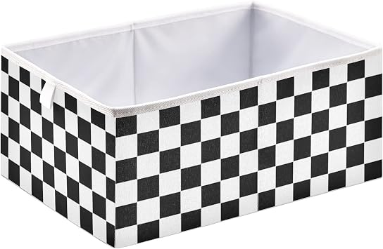 CaTaKu Checkered Racing Flag Cube Storage Bins for Organization, Rectangular Fabric Storage Cubes Storage Bins for Cube Organizer Foldable Storage Baskets for Shelves Living Room