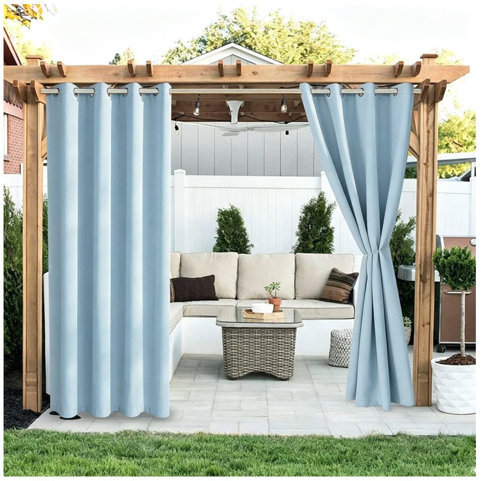 Rideaux pour pergola extérieur occultants 2 panneaux H241 x L213cm bleu