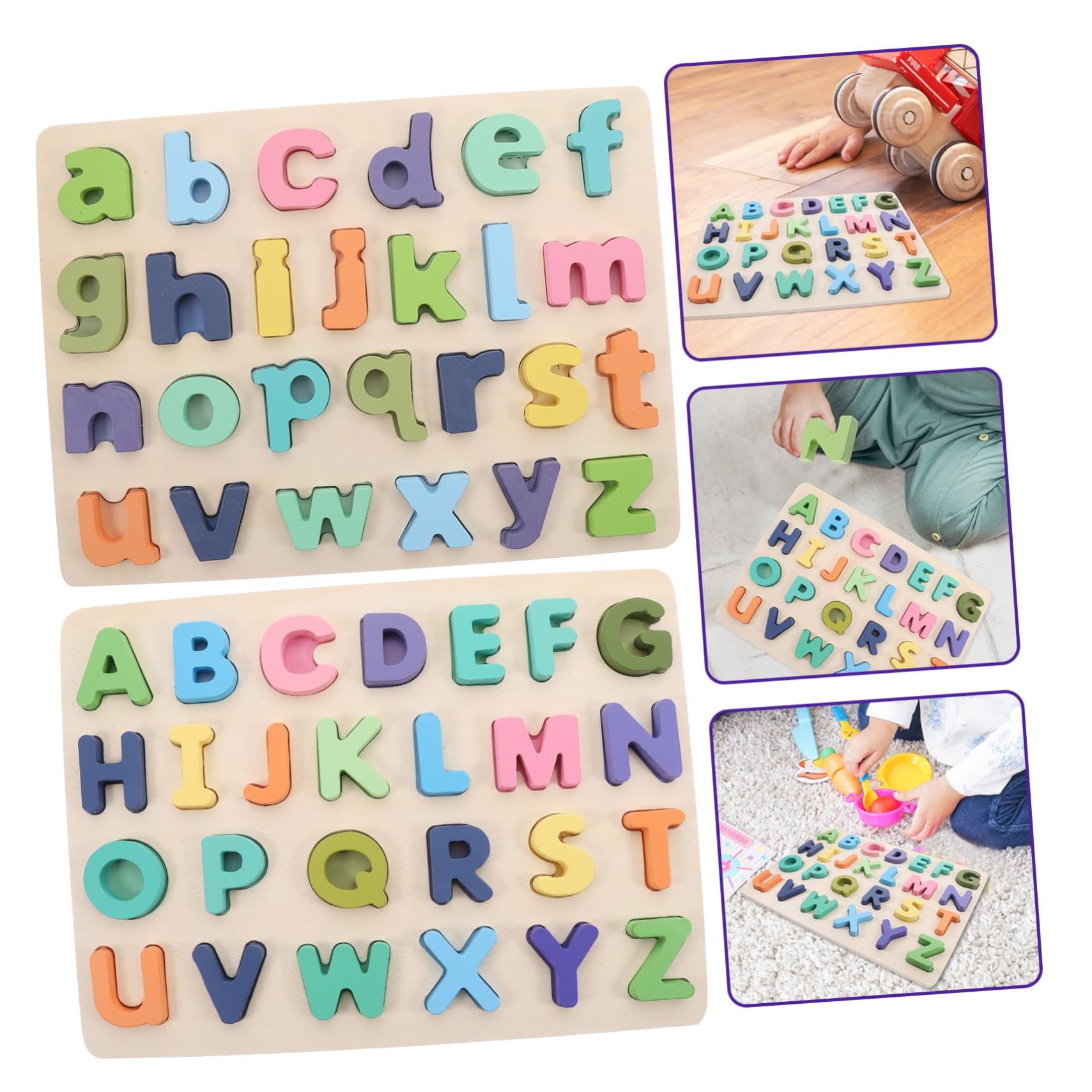 Puzzle Alfabetico in Legno per Bambini, 2 Set, Gioco Educativo | Festa Scuola Decor, Alfabeto Inglese, Lettere e Numeri, Puzzle Lettere Alfabeto
