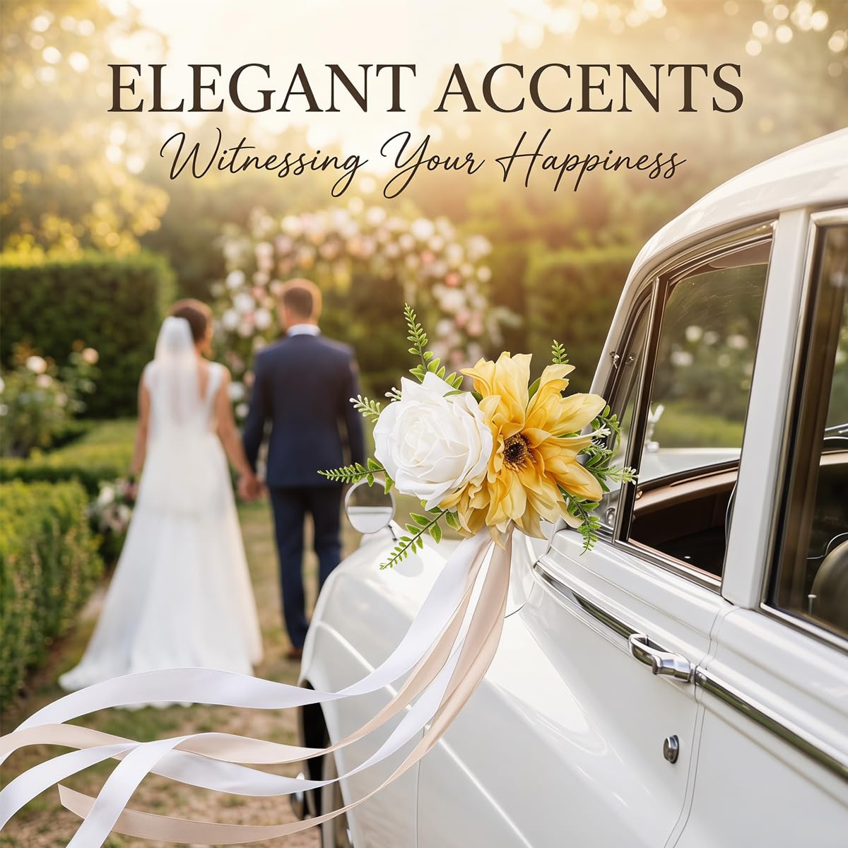 6 Stück Hochzeit Autoschmuck, Hochzeitsdeko, Vielseitige Hochzeits Stuhl Rückenblumen, Wiederverwendbare Künstliche Blume für Hochzeit, Zeremonie, Empfang, Blumendekorationen für Kirche Hellblau