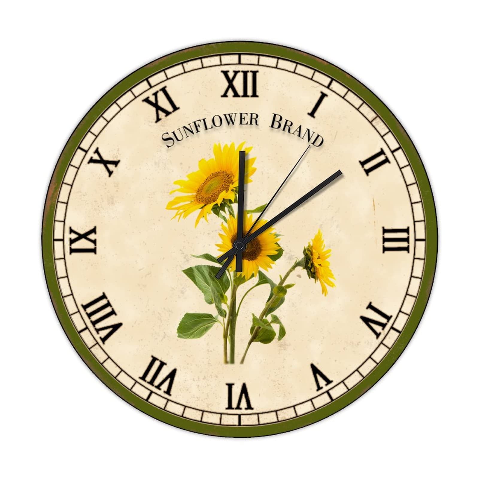 Horloge murale rétro en bois tournesol décoration maison cuisine chambre