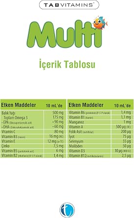 TABVITAMINS Multi Multivitamin Multimineral Balık Yağı Şurup (2 paketi)