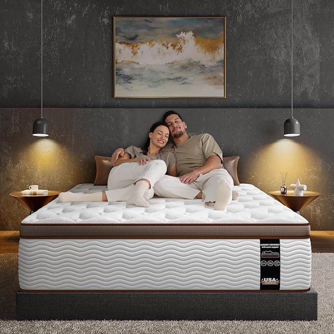 BedStory King Size Mattress 14 Inch - Medium Firm Hybrid Mattress with Optimal Spine Alignment and Motion Isolation - 800+ 2.0mm Pocket Springs, Fiberglass-Free, CertiPUR-US Certified