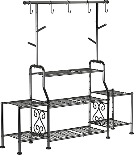 Miniatura 7 de GIOTORENT Soporte alto de metal para plantas de 3 niveles para interiores y exteriores, estante resistente para plantas para jardín, patio, balcón