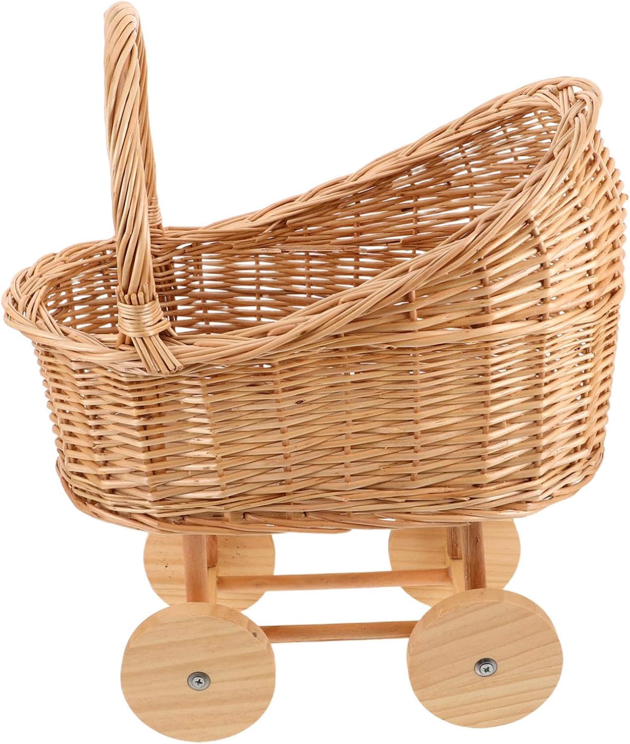 Milisten Woven Rattan Flower Girl Basket Carriage for Weddings Showers Party Centerpieces Light Brown Decorative Basket with Handle Vintage Rustic Charm