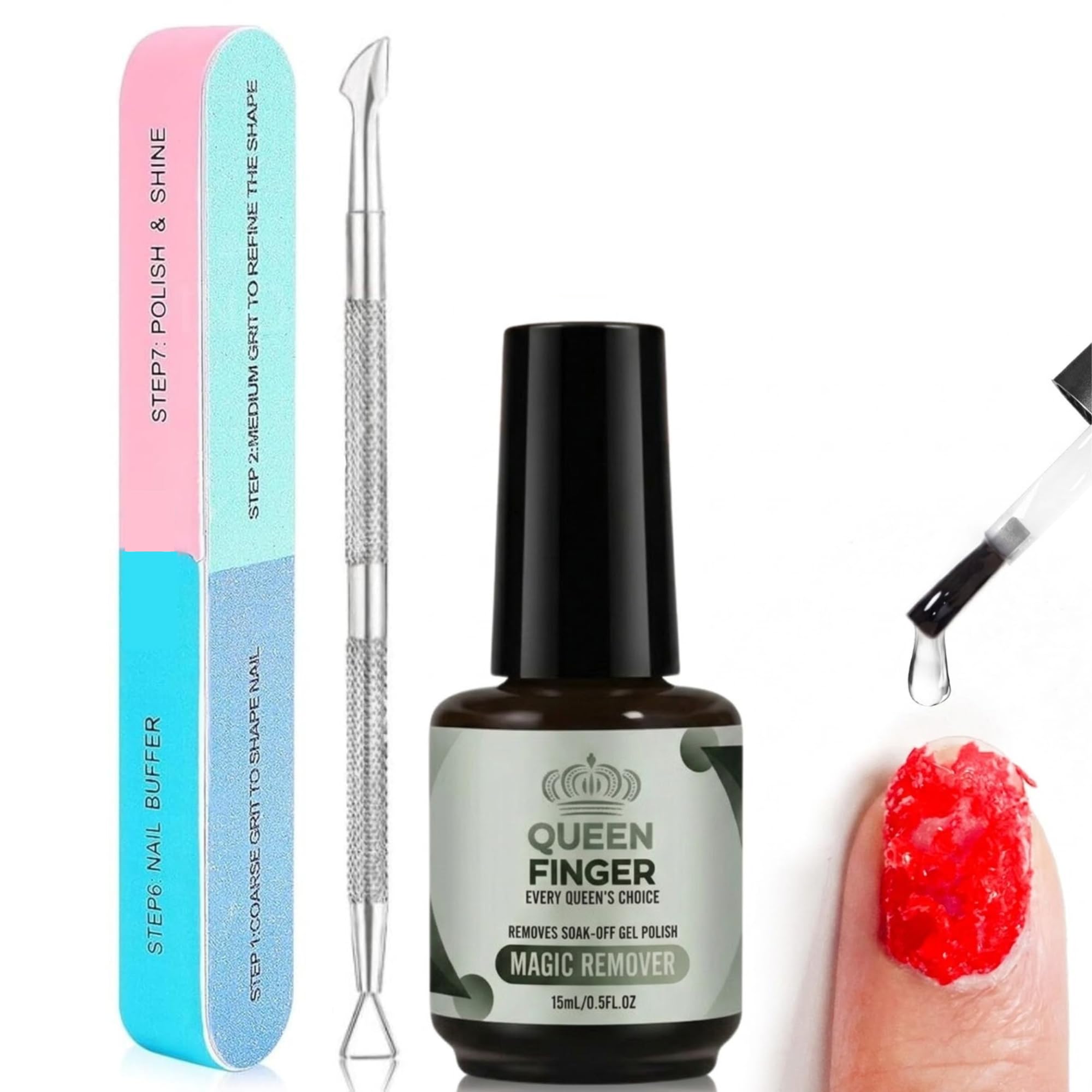 Gel Nail Polish Remover, No Need for Foil, Quick & Easy Polish Remover In 3-5 Minutes, No Need Soaking Or Wrapping Doesn't Hurt Nails (Set of 3) (7in1 Filer+Peeler)-image-21