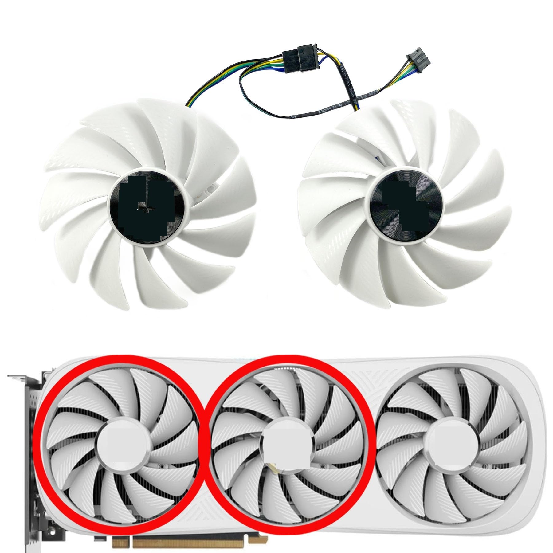 for ZOTAC for GeForce RTX4070ti 4070ti Super 4080 4080s for Trinity OC for White for Graphics Card Replacement Fan GA92S2U Replacement Parts(Middle Left Fan)