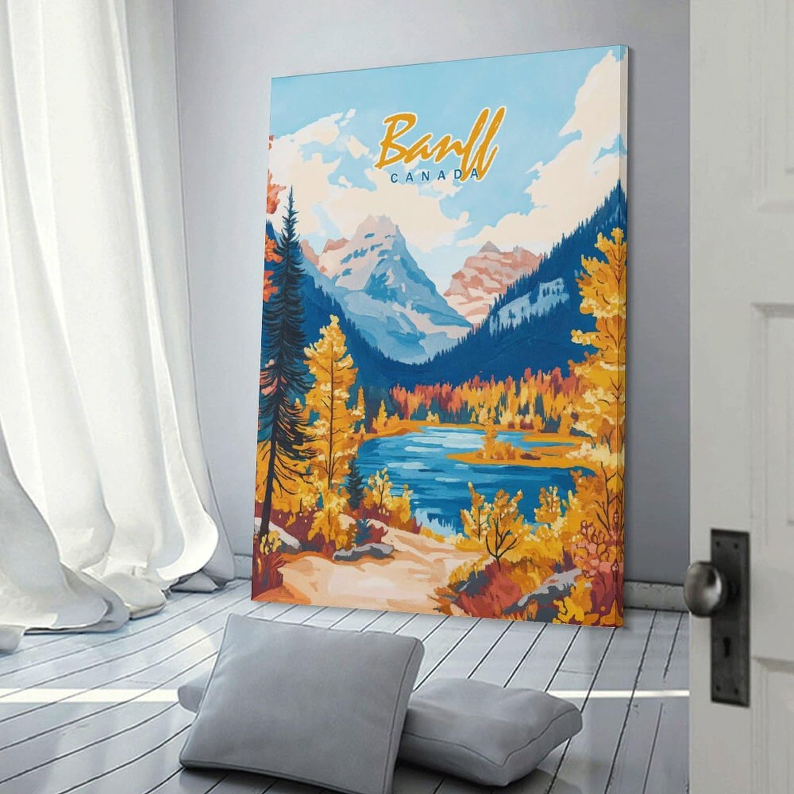 Junmoney Banff National Park Landscape Wall Picture Print, 24x36inch(60x90cm), for Apartment Walls, Studios Or Work Areas, Stylish Wall Art for Fresh Spaces