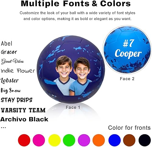 Miniatura 4 de Balón de fútbol personalizado Nombre, foto, número o logotipo Pelota de partido y entrenamiento de tamaño oficial 5 Pelota de regalo de cuero