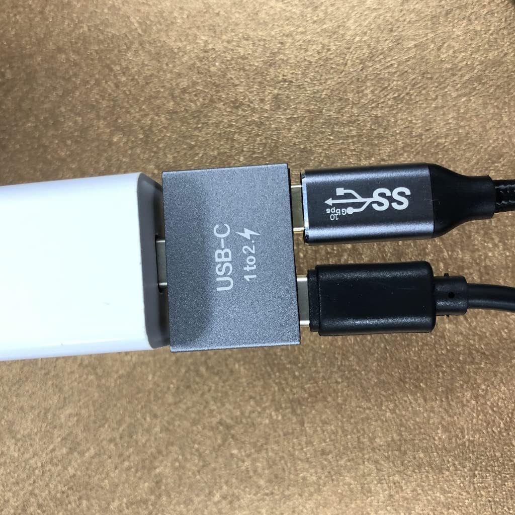 USB C Male to Dual Female Splitter Adapter - 2.8x2.8cm, Gray for USB C PD Charger, Powerbank, Laptop Accessories