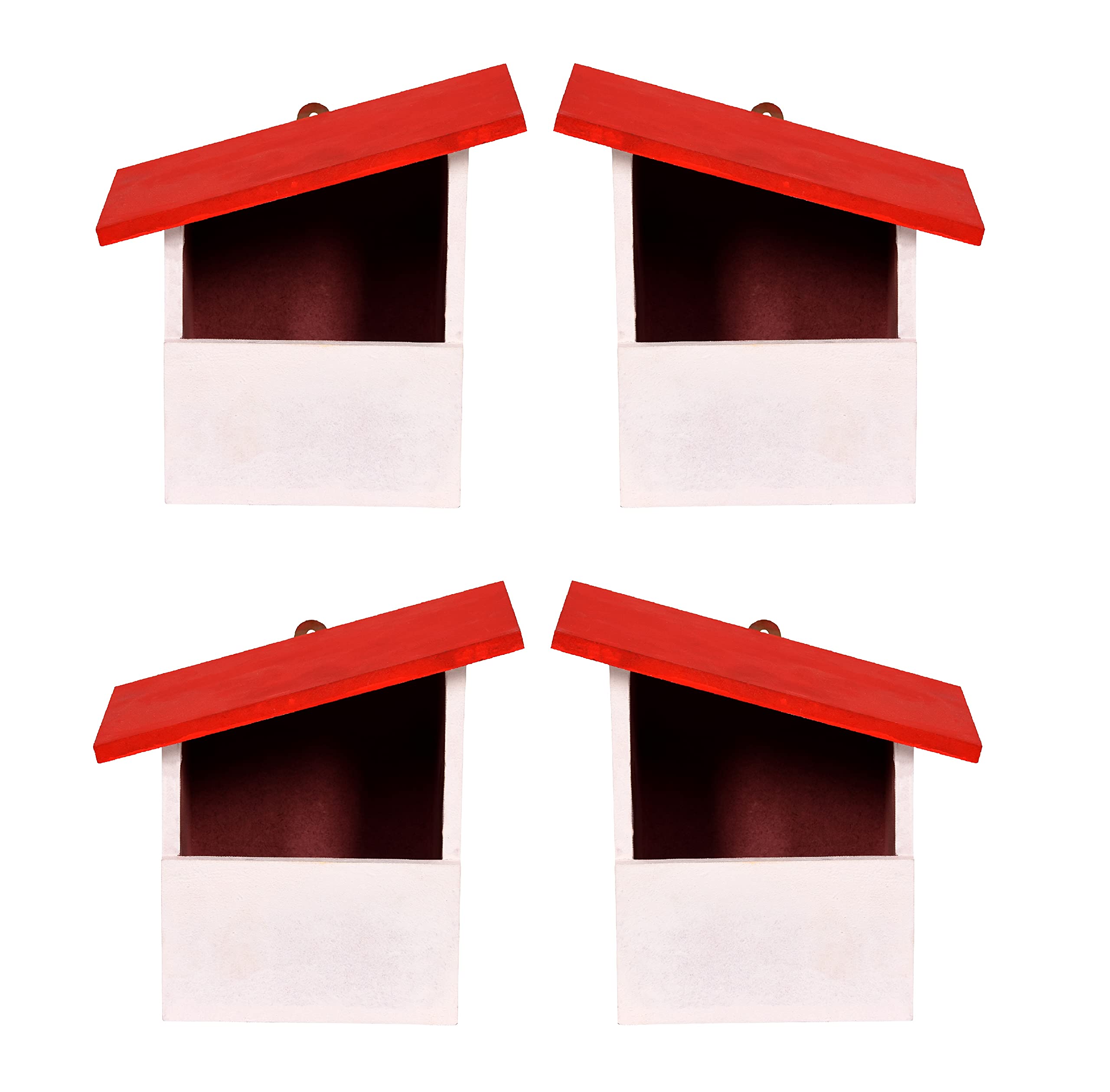 Cket Bird House for Sparrow, Hummingbird, Kingfisher Bird Nest for Balcony Made with Water Resistant Wooden with Hanging and Wall Patch (Wooden-Red) (Pack of 4) (B09232DHPS) Amazon Price History, Amazon Price Tracker