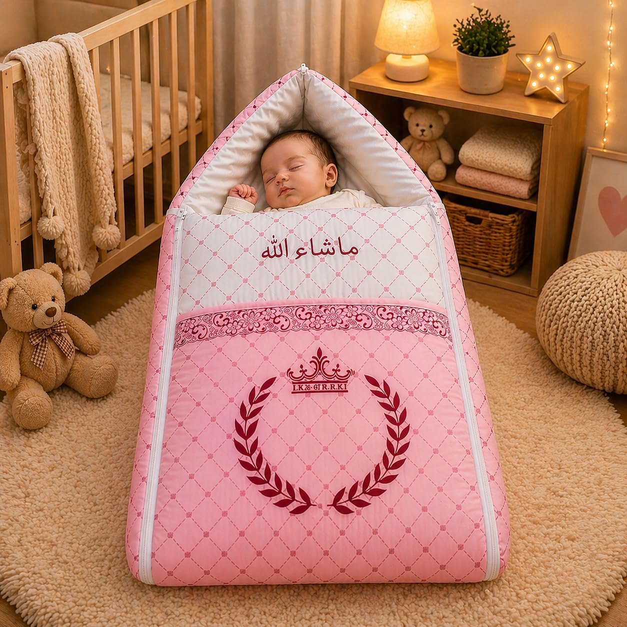 Baby Sleeping Bag in Muslin Cotton Material for Newborns | Soft & Skin Friendly Wrapper Lightweight Cushioned Infant Sack Easy to Carry Wash 0-12 Months (Pink)-image-2