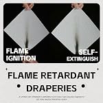 PFAS Rideaux de protection contre lin naturel résistant à la flamme 2 Ensemble de panneaux, draps de blocage de lumière thermique isolante pour chambre à coucher salon