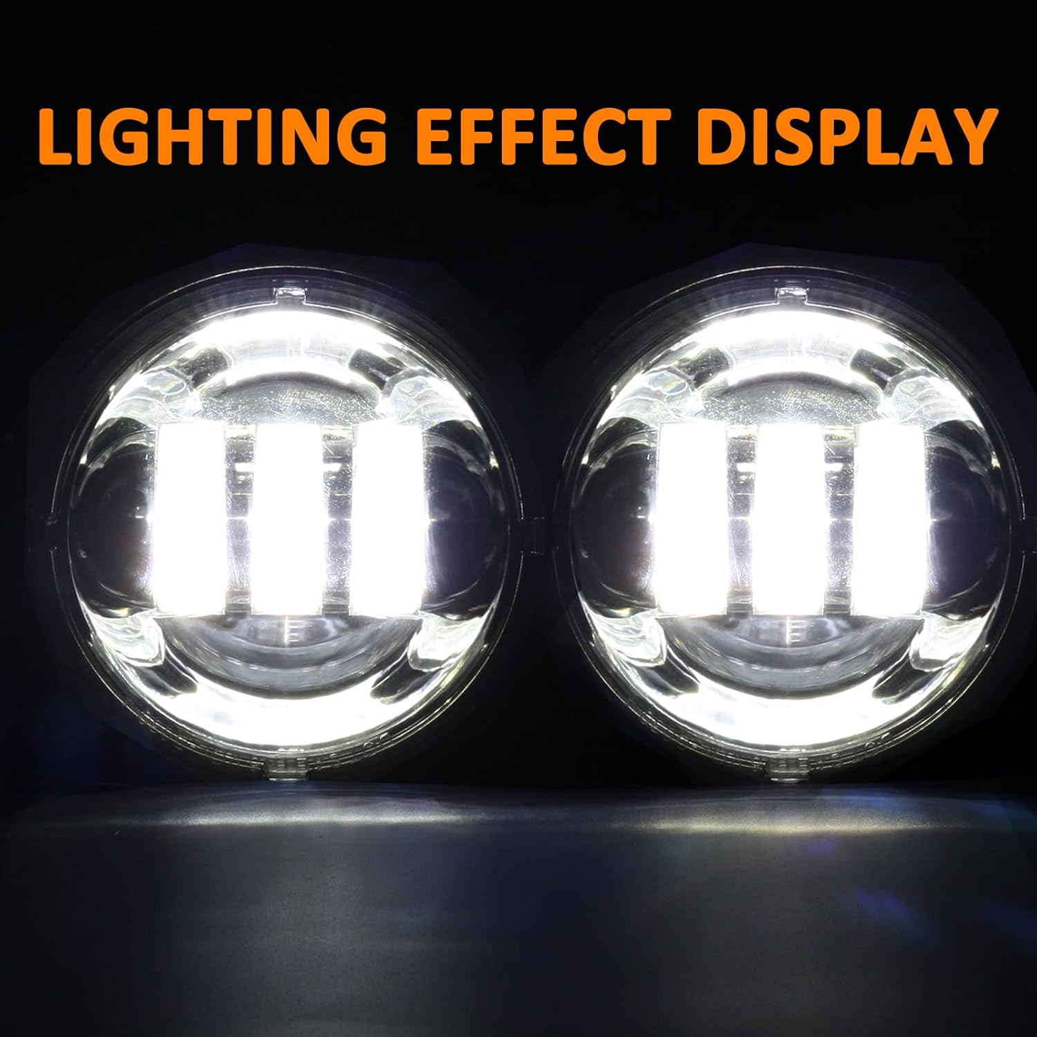 2 PCS 4.5 Inch LED Fog Lights LED Passing Light for Motorcycles Auxiliary Light Bulb Davidson Electra Glide Road King Heritage Softail Driving Lamp Dot approved (Amber Light) (Chrome, White Light)