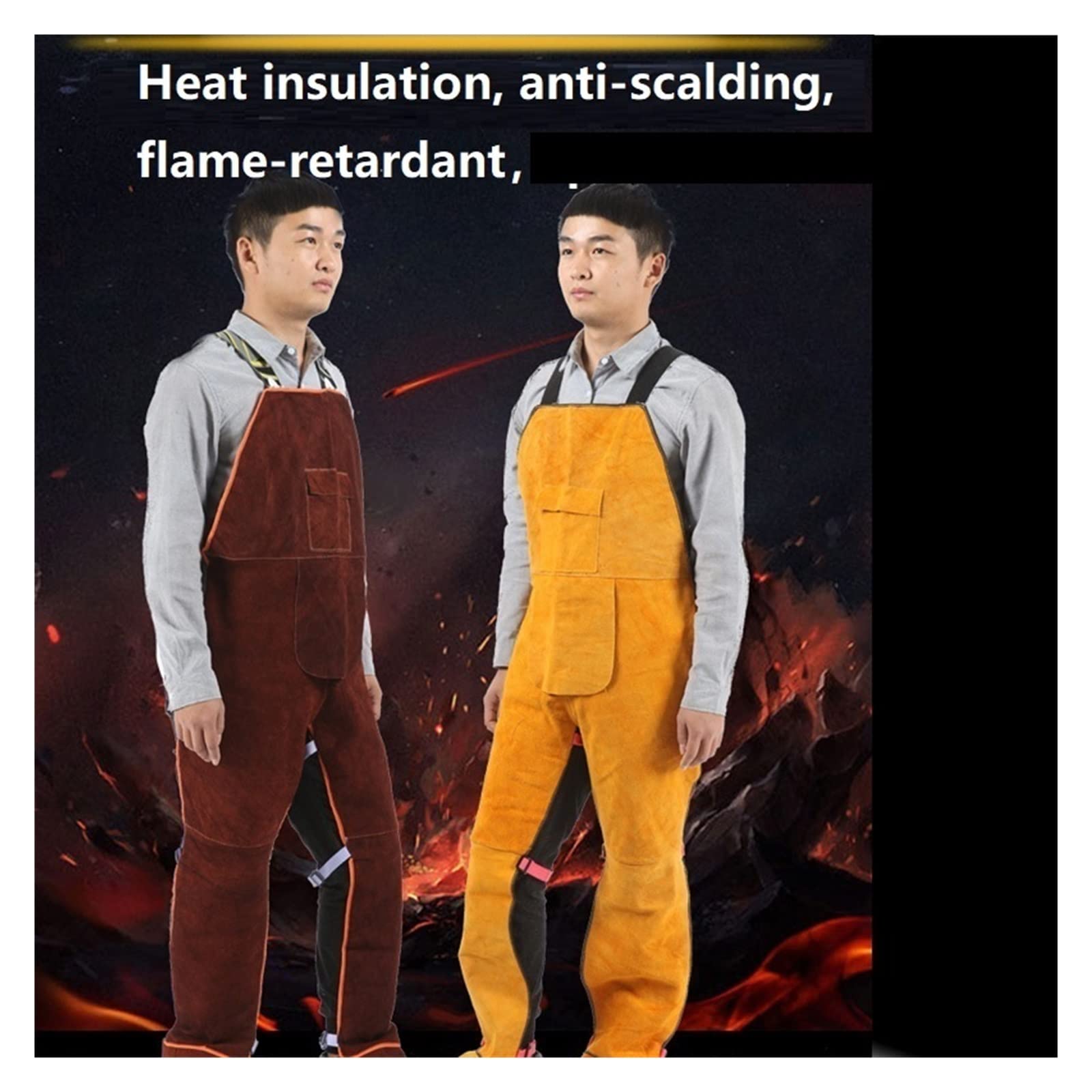Delantales de soldadura, mono de soldador protector, ropa de trabajo de protección térmica ajustable, trajes de soldadura con aislamiento térmico de cuero(Nero)