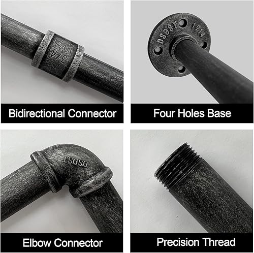 Miniatura 3 de Perchero industrial para ropa de tubería montado en la pared, resistente que ahorra espacio, barra de ropa desmontable multiusos para colgar, 24