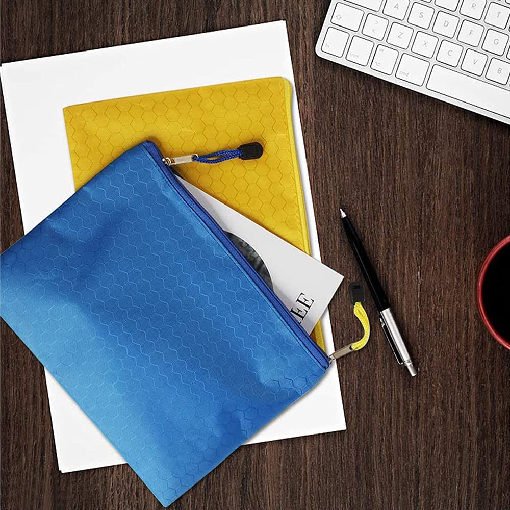 12 Piezas A4 Bolsas de Documentos, Bolsas de Archivos con Cremallera, Carpetas de Archivo de Cremallera, para la Escuela, Oficina, Tareas, Cosméticos, Almacenamiento de Recibos