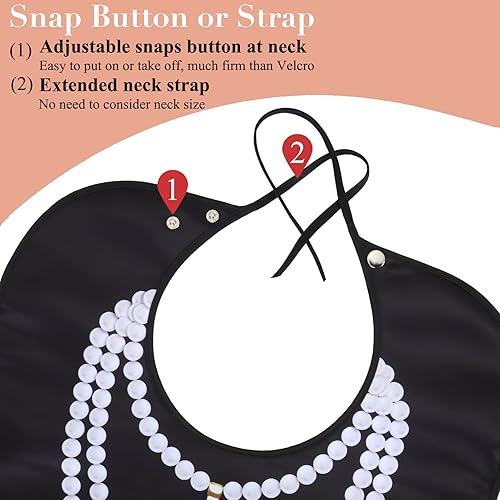 Miniatura 3 de Baberos para adultos Wentur para mujeres lavables impermeables para comer con recogedor de migas