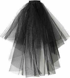 Black Wedding Lace Short Bridal Fingertip Women's Halloween Veil with Comb