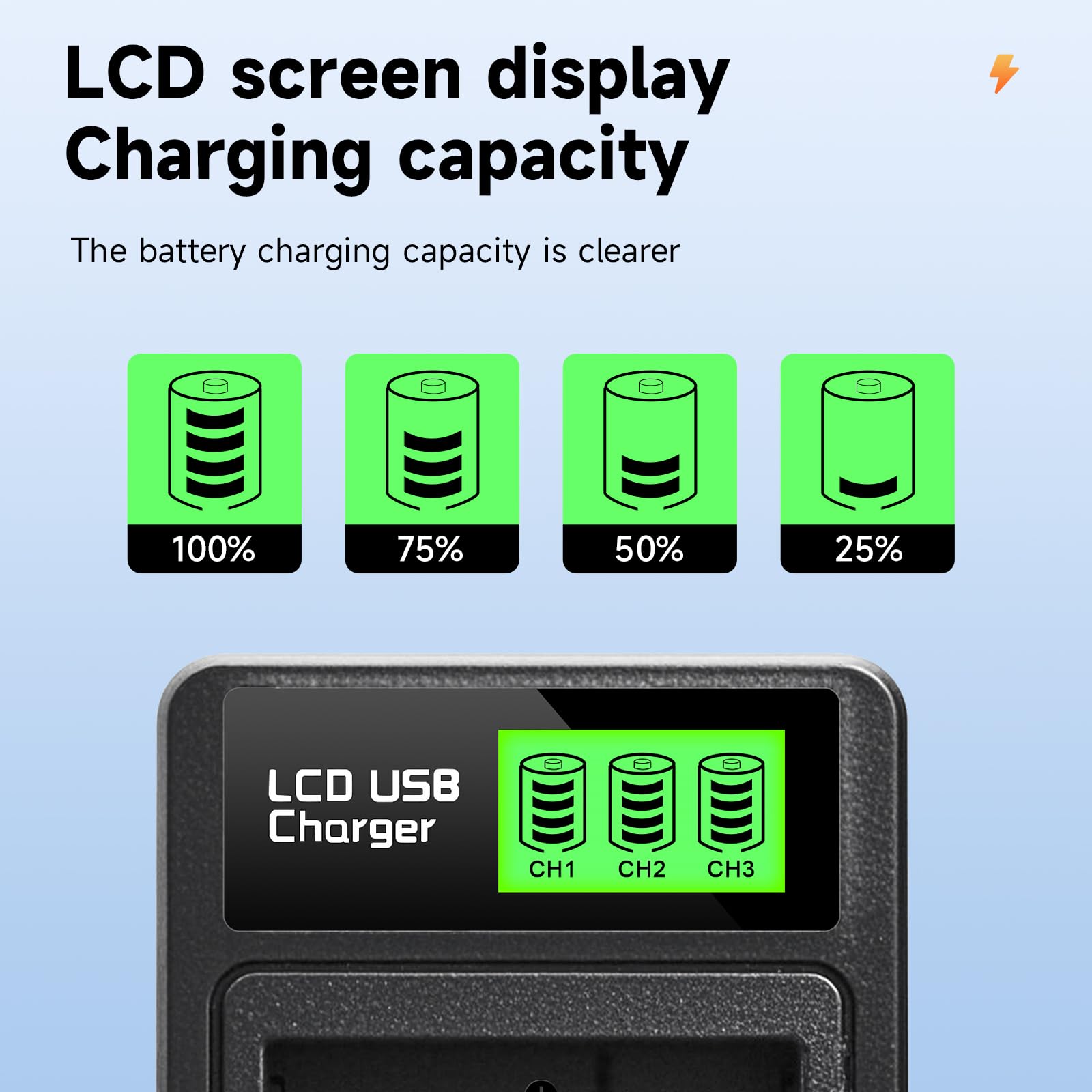 CITYORK Caricatore a 3 slot e 3 batterie da 2400 mAh, compatibile con Insta360 Ace e Pro, batteria di ricambio per Insta360 Pro, con display LCD e cavo USB