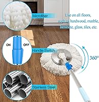 Vista 4 de Juego de trapeador giratorio y cubo, trapeador y cubo con escurridor, kit de mopa giratoria de 360° con 2 cabezales de repuesto de mopa