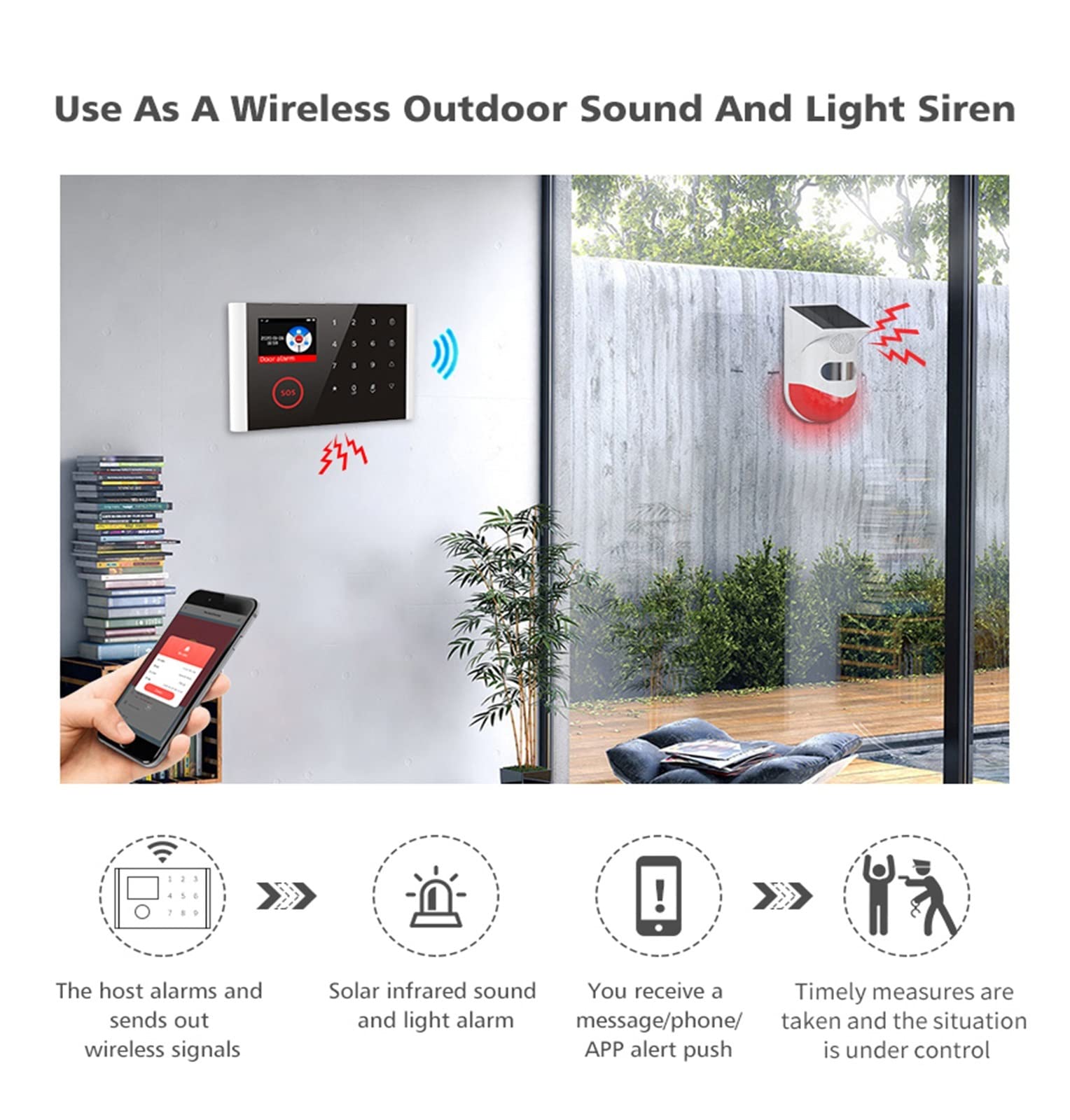 Tuya, alarmas de Seguridad for el hogar, Kit, Alarma for, Sensor Puerta, Timbre inalámbrico/Alarma for, Control aplicación gsm(Set Green A)
