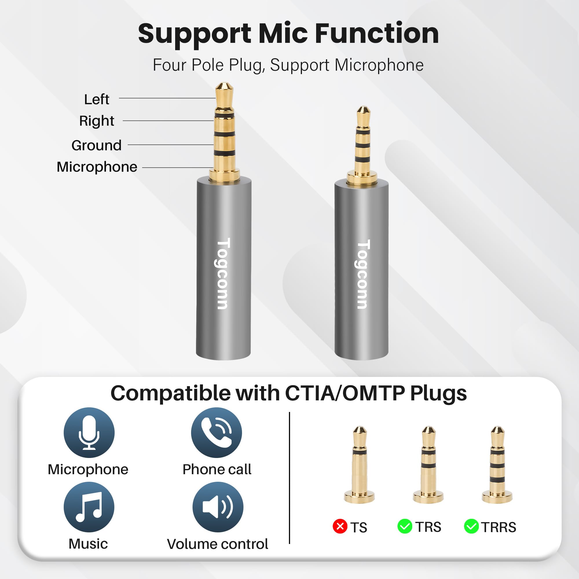 2,5 mm auf 3,5 mm Adapter, 2,5 mm Stecker auf 3,5 mm Buchse / 3,5 mm Stecker auf 2,5 mm Buchse, Audio-Klinken-Konverter, Stereo/Mono-Zusatzstecker für Smartphones, Kopfhörer, Tablets, unterstützt