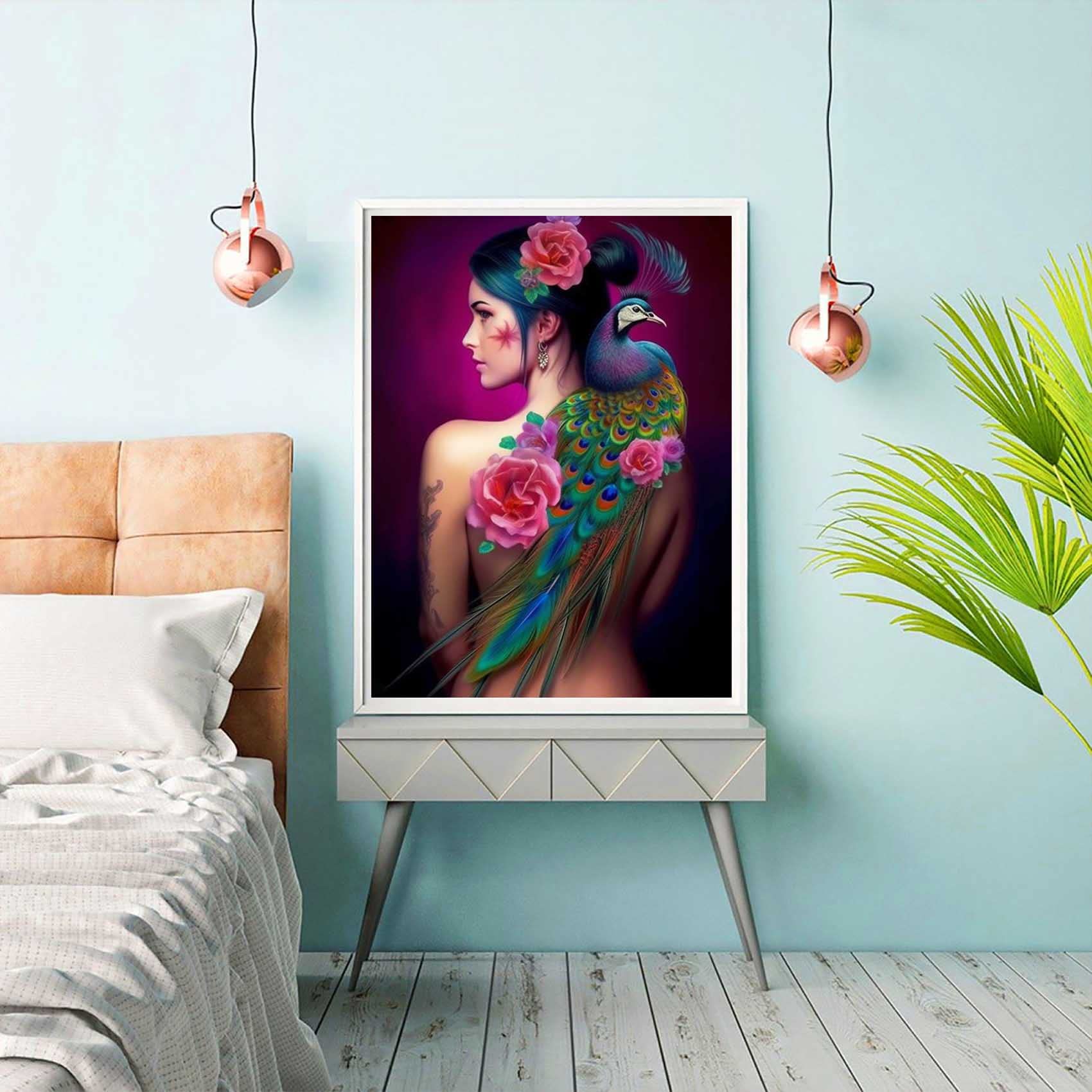 5D Fai da Te Pittura Diamante Trapano Completo Kit Pavone Punto Croce Diamond Painting Kit Cristallo Strass Mosaico Ricamo Diamante Art Regali di Decorazione Domestica 30x50cm
